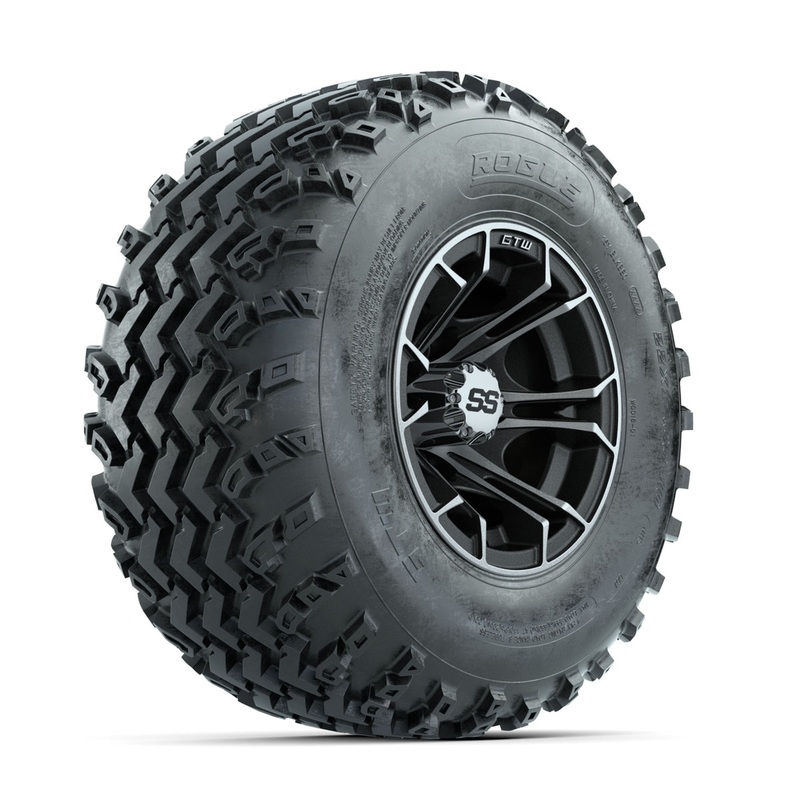 GTW Spyder Machined/Matte Grey 10 in Wheels with 22×11.00-10 Rogue All Terrain Tires  Full Set