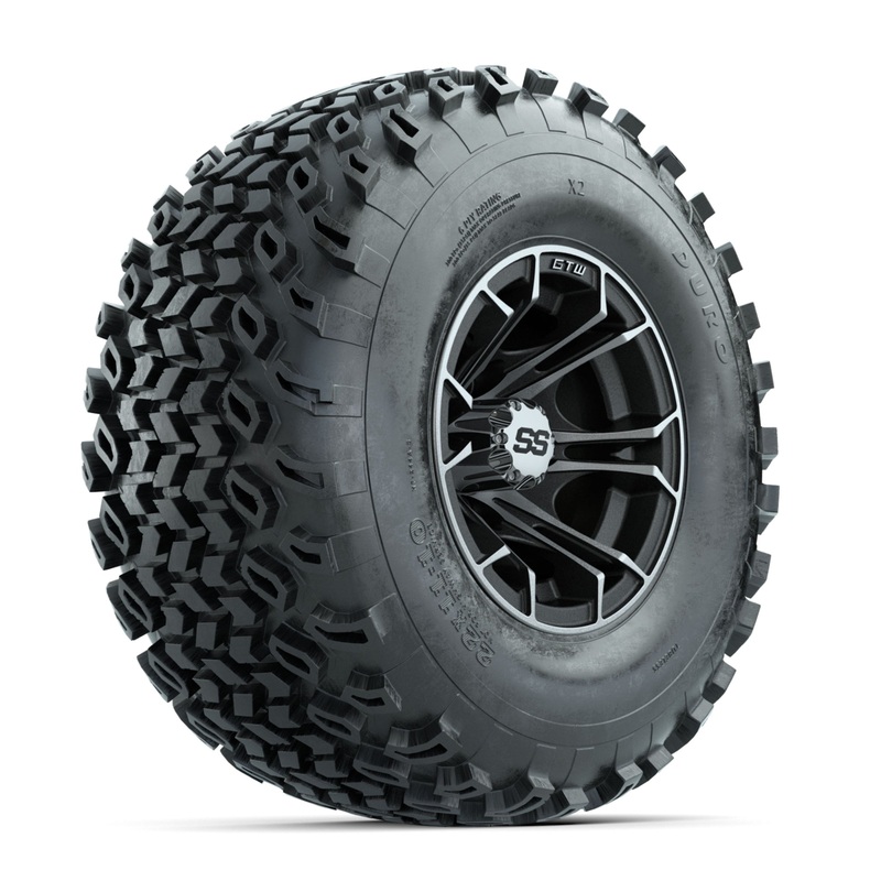GTW Spyder Machined/Matte Grey 10 in Wheels with 22×11-10 Duro Desert All Terrain Tires  Full Set