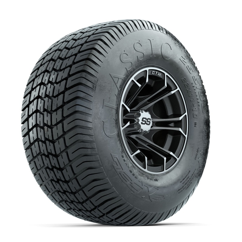 GTW Spyder Machined/Matte Grey 10 in Wheels with 22×11-10 Excel Classic Street Tires  Full Set