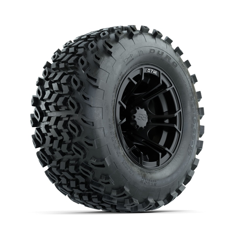GTW Spyder Matte Black 10 in Wheels with 20×10-10 Duro Desert All Terrain Tires  Full Set