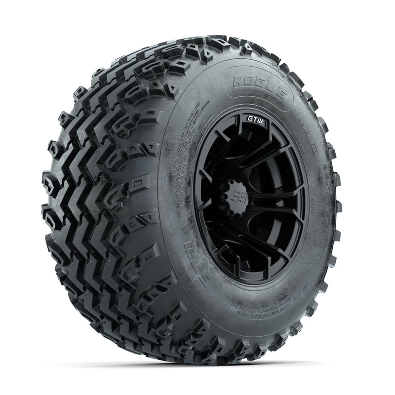 GTW Spyder Matte Black 10 in Wheels with 22×11.00-10 Rogue All Terrain Tires  Full Set
