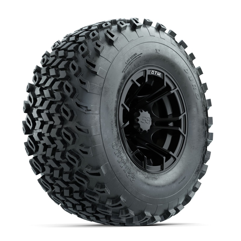 GTW Spyder Matte Black 10 in Wheels with 22×11-10 Duro Desert All Terrain Tires  Full Set
