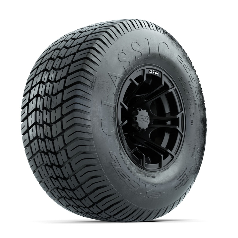 GTW Spyder Matte Black 10 in Wheels with 22×11-10 Excel Classic Street Tires  Full Set