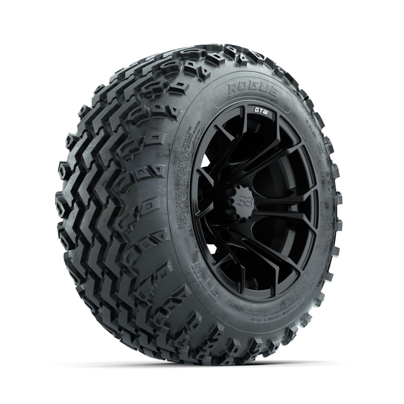 GTW Spyder Matte Black 12 in Wheels with 22×11.00-12 Rogue All Terrain Tires  Full Set