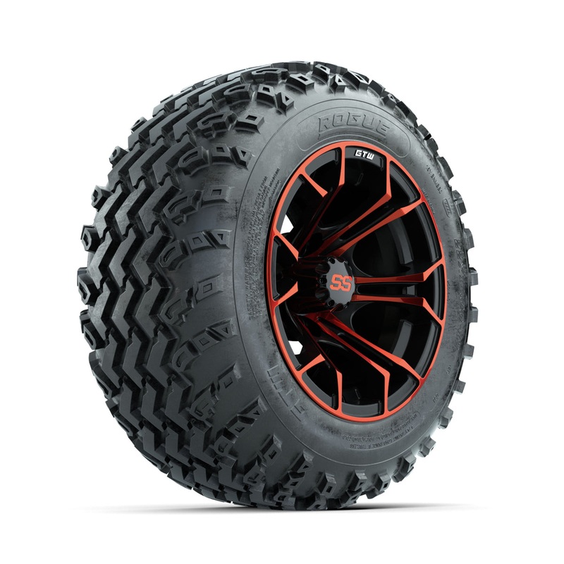 GTW Spyder Red/Black 12 in Wheels with 22×11.00-12 Rogue All Terrain Tires  Full Set