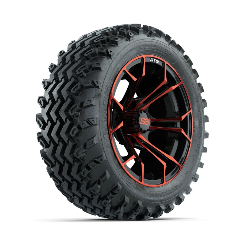 GTW Spyder Red/Black 14 in Wheels with 23×10.00-14 Rogue All Terrain Tires  Full Set