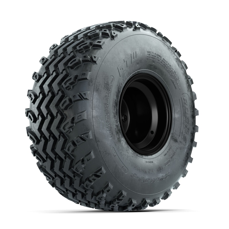 GTW Steel Matte Black 2:5 Offset 8 in Wheels with 22×11.00-8 Rogue All Terrain Tires  Full Set