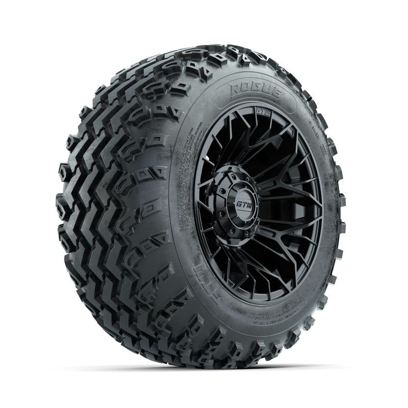 GTW Stellar Black 12 in Wheels with 22×11.00-12 Rogue All Terrain Tires  Full Set