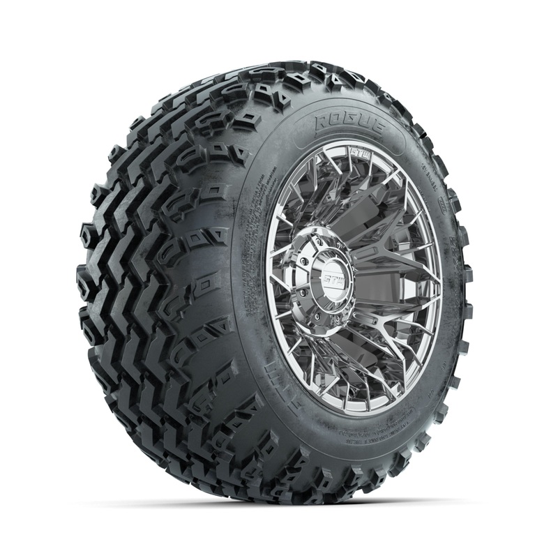 GTW Stellar Chrome 12 in Wheels with 22×11.00-12 Rogue All Terrain Tires  Full Set