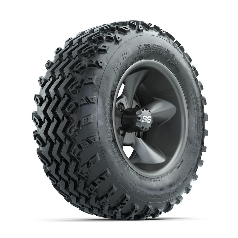 GTW Stellar Machined/Black 12 in Wheels with 23×10.00-12 Rogue All Terrain Tires  Full Set