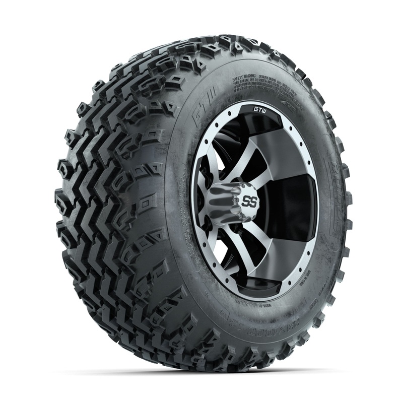 GTW Storm Trooper Machined/Black 12 in Wheels with 23×10.00-12 Rogue All Terrain Tires  Full Set
