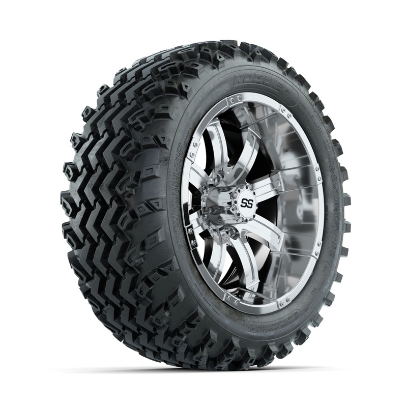GTW Tempest Chrome 14 in Wheels with 23×10.00-14 Rogue All Terrain Tires  Full Set