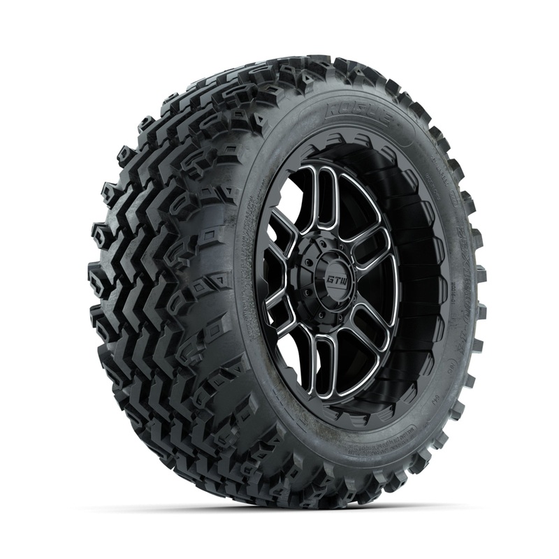 GTW Titan Machined/Black 14 in Wheels with 23×10.00-14 Rogue All Terrain Tires  Full Set