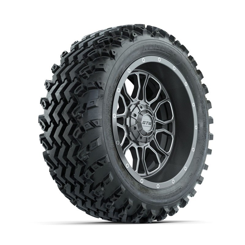 GTW Volt Gunmetal/Machined 14 in Wheels with 23×10.00-14 Rogue All Terrain Tires  Full Set