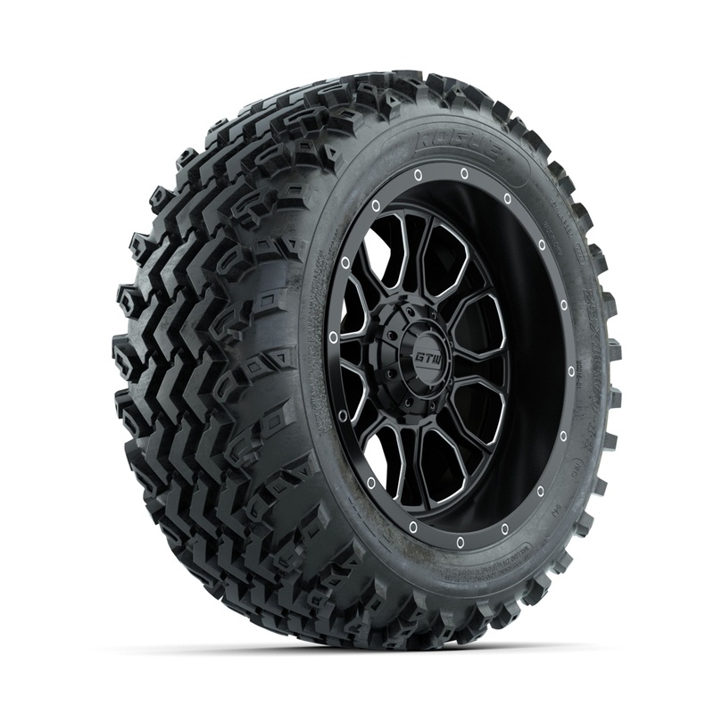 GTW Volt Machined/Black 14 in Wheels with 23×10.00-14 Rogue All Terrain Tires  Full Set