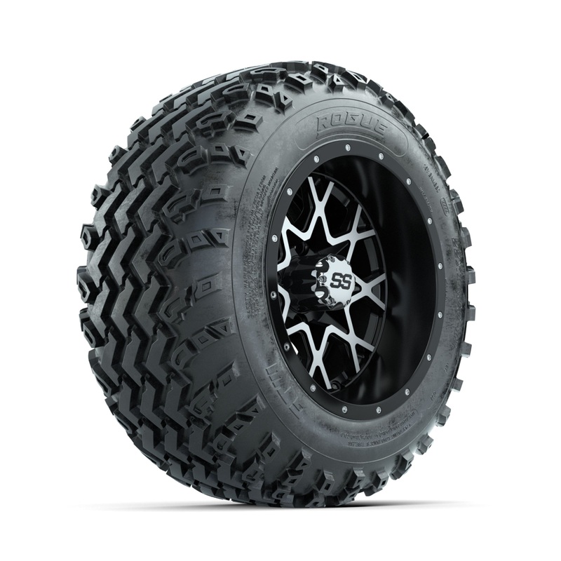 GTW Vortex Machined/Matte Black 12 in Wheels with 22×11.00-12 Rogue All Terrain Tires  Full Set