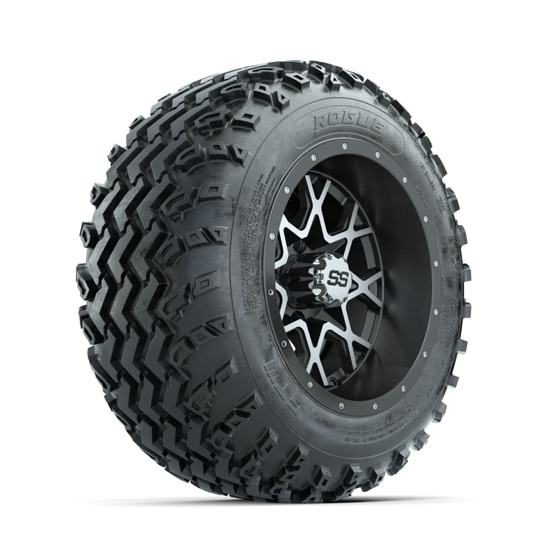 GTW Vortex Machined/Matte Grey 12 in Wheels with 22×11.00-12 Rogue All Terrain Tires  Full Set