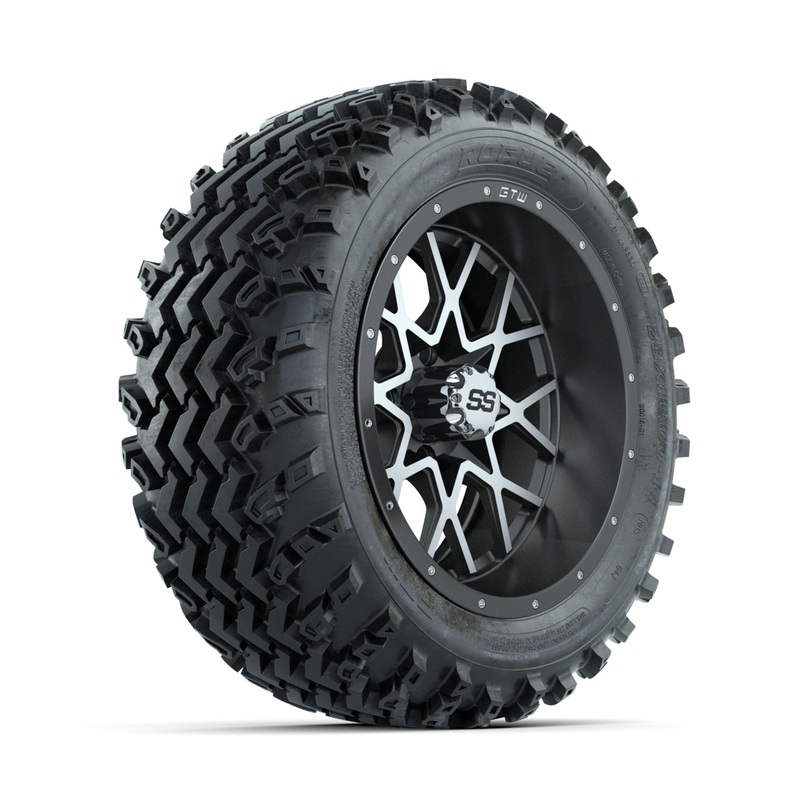 GTW Vortex Machined/Matte Grey 14 in Wheels with 23×10.00-14 Rogue All Terrain Tires  Full Set