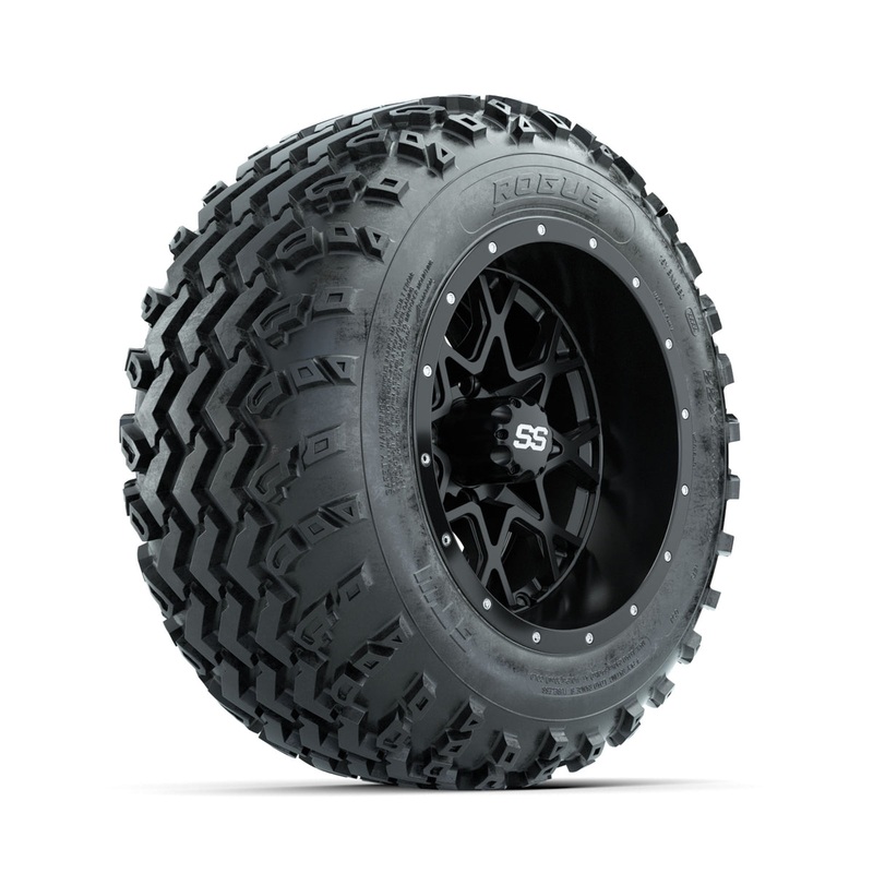 GTW Vortex Matte Black 12 in Wheels with 22×11.00-12 Rogue All Terrain Tires  Full Set
