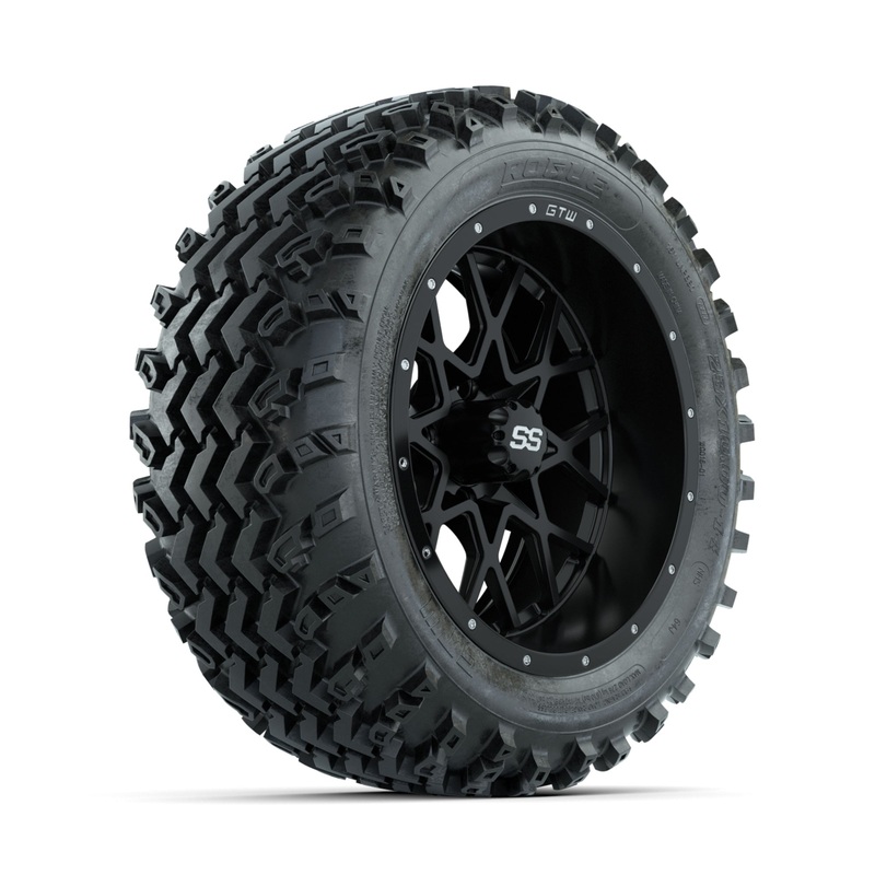 GTW Vortex Matte Black 14 in Wheels with 23×10.00-14 Rogue All Terrain Tires  Full Set